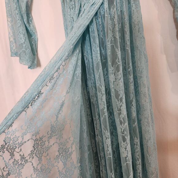 PINK BLUSH Aqua Sheer Lace Photo Shoot Off Shoulder Maternity Small S FLAWED - Picture 6 of 7